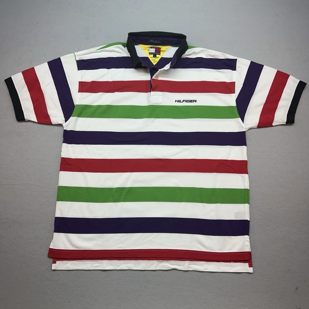Vintage 90's Tommy Hilfiger Polo Shirt Colorblock Men's Large Y2K